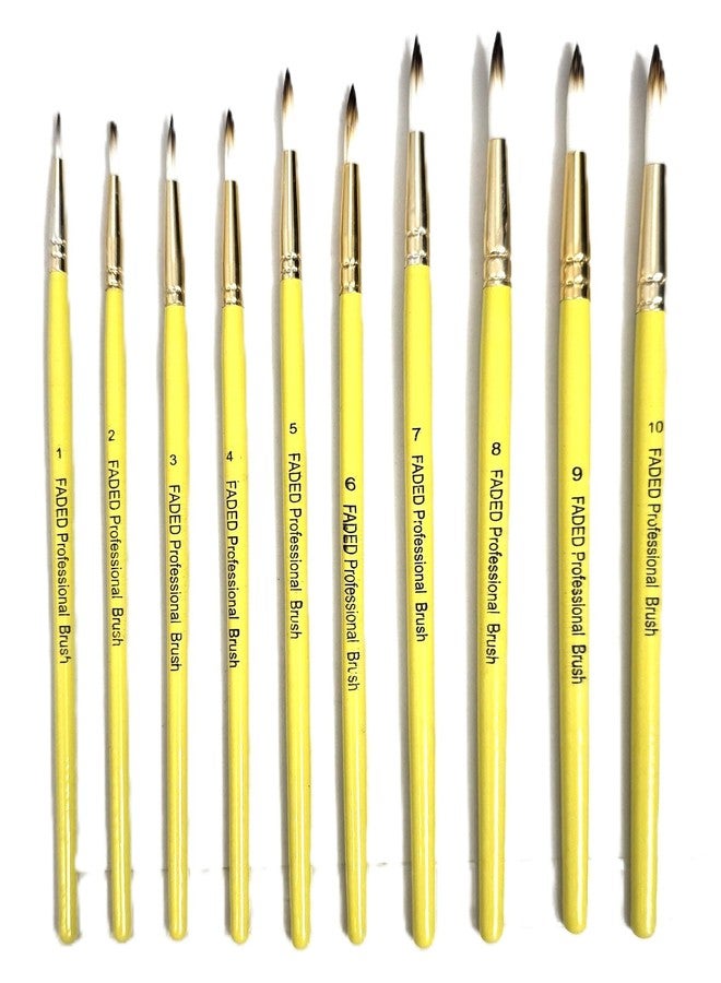 Faded 10 Piece Handmade Professional Paintbrush Set - Synthetic Hair Brushes for Acrylic & Watercolor Painting | Artist-Grade Brushes for Canvas, Paper, Crafts & DIY Art Projects (Round) - Image 1
